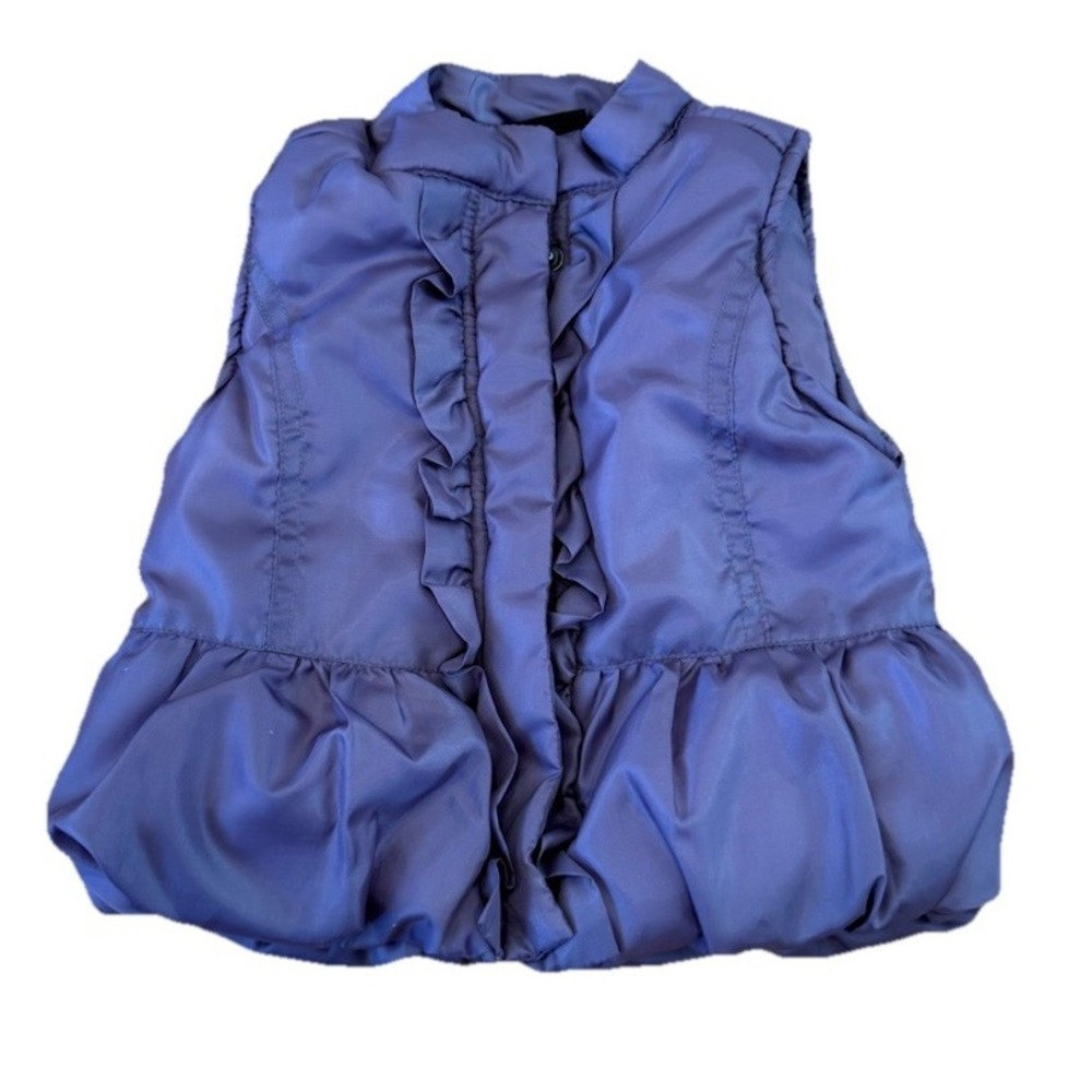 Calvin Klein Jeans Toddler Girls Purple Ruffle Puffer Vest Full Zip Sz 12 Months